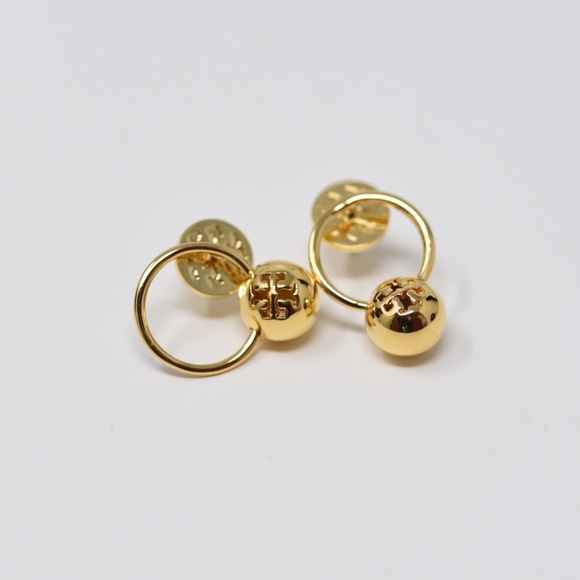 NWOT Tory Burch 16K Logo Bead Drop Earring - Picture 6 of 7